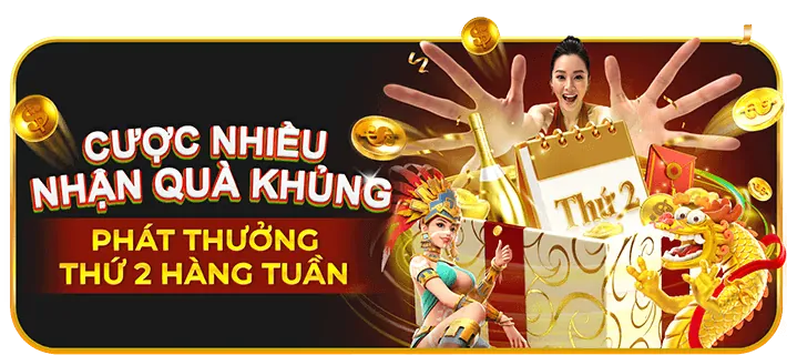 Hộp quà lớn với tiền vàng và dòng chữ 'Thưởng Chào Mừng' cho người chơi mới tại vin99 trang chủ chính thức.